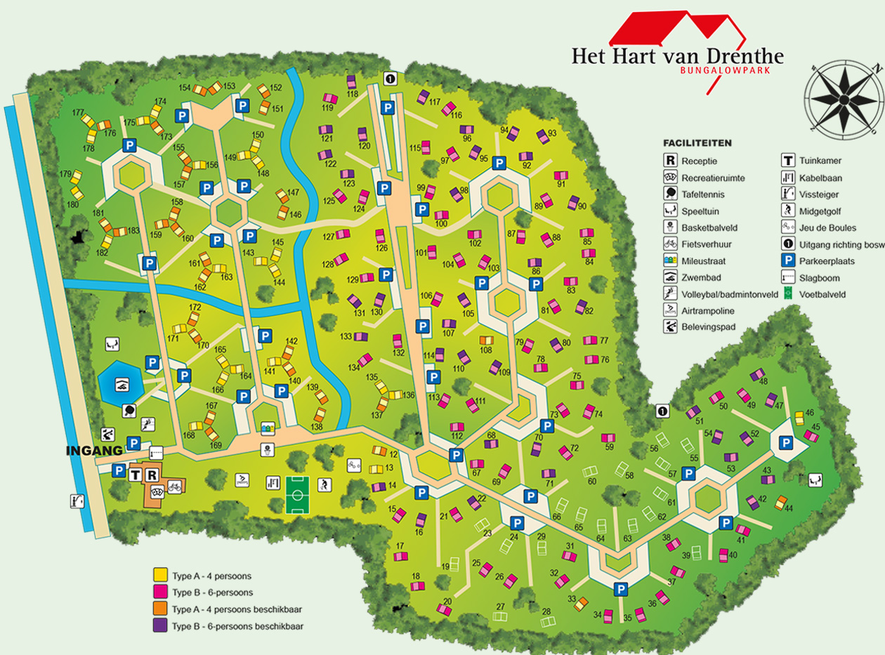 Plattegrond bungalowpark Het Hart van Drenthe